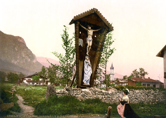 Crucifix, Garmisch, Germany - photo by Detroit Publishing Company.