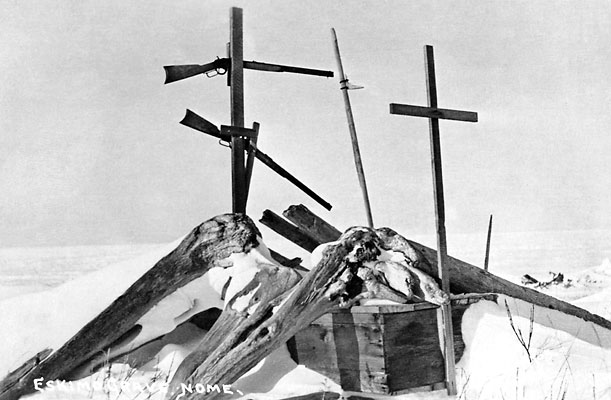 Eskimo's grave - photograph by Lomen Bros.