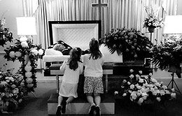 Granddaughters at Funeral Home.