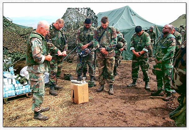 Field prayer service near Cernica, Kosovo.