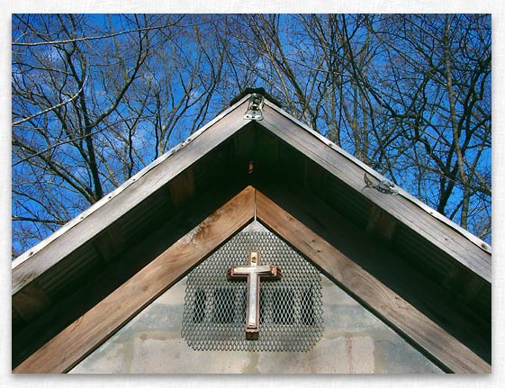 Bell View Cemetery storage bldg. Cross.