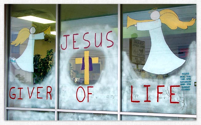 Christmas window painting.