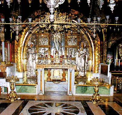 The Altar of the Crucifix on Calvary, The Basilica of the Holy Sepulchre - Jerusalem