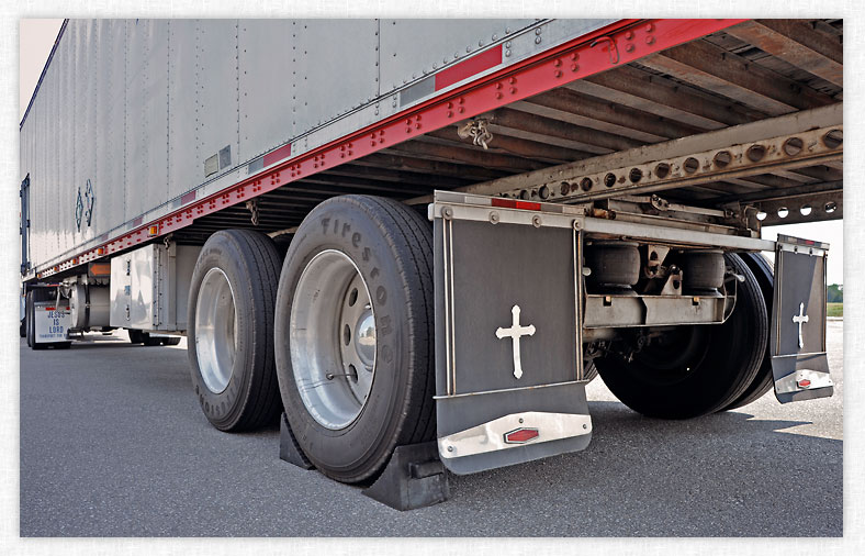 Mud Flap Cross, Semi-trailer truck.