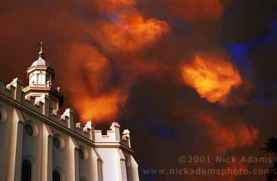 LDS Temple and Clouds - photo by Nick Adams.