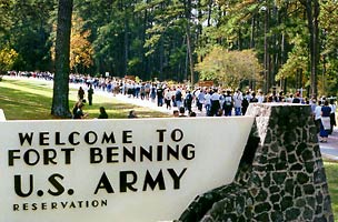 Solemn funeral procession onto Fort Benning.