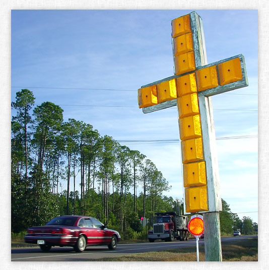 Roadside Cross in Freeport, Florida.
