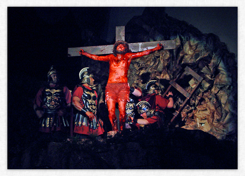 Jesus suffers on The Cross.