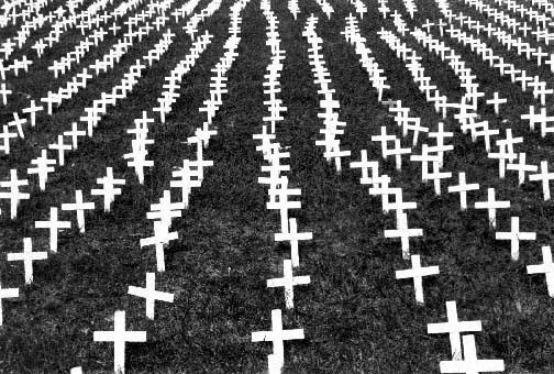 Crosses in Churchyard - photo by Carolyn A. Birmingham.