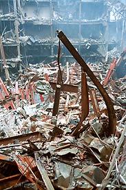 Steel Beam Cross at World Trade Center disaster area.