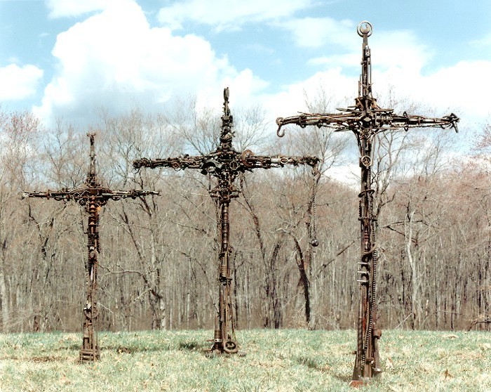 Calvaries, mixed media constructs - Sculpture by John Lewis Jensen.