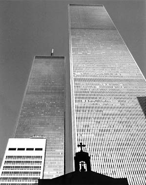 St. Nicholas Church and World Trade Center - photo by Herman Krieger.